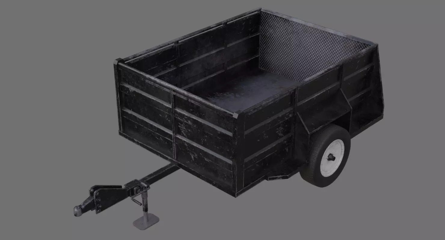 Utility Trailer 1B Low-poly 3D model_0