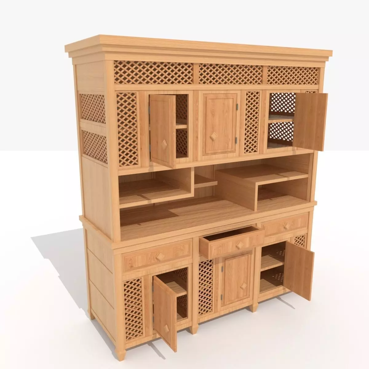 Asian Cabinet Low-poly 3D model_0