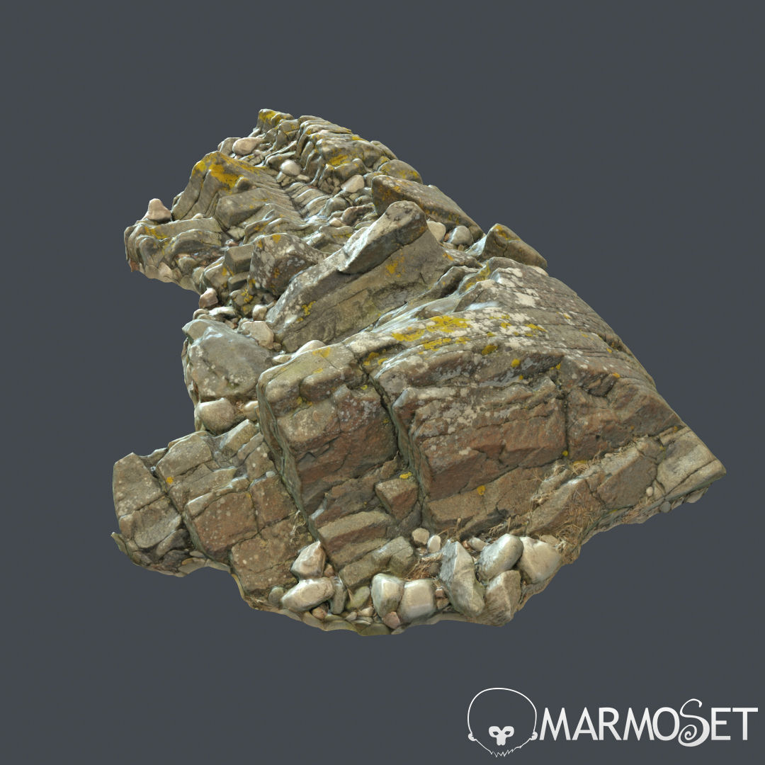 3d scanned rock cliff N 3D model_1