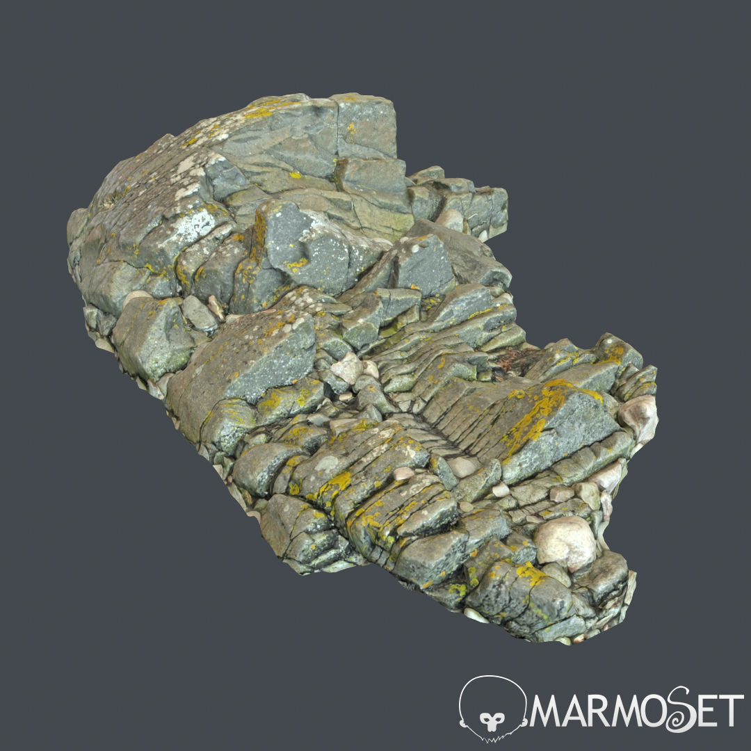 3d scanned rock cliff N 3D model_4