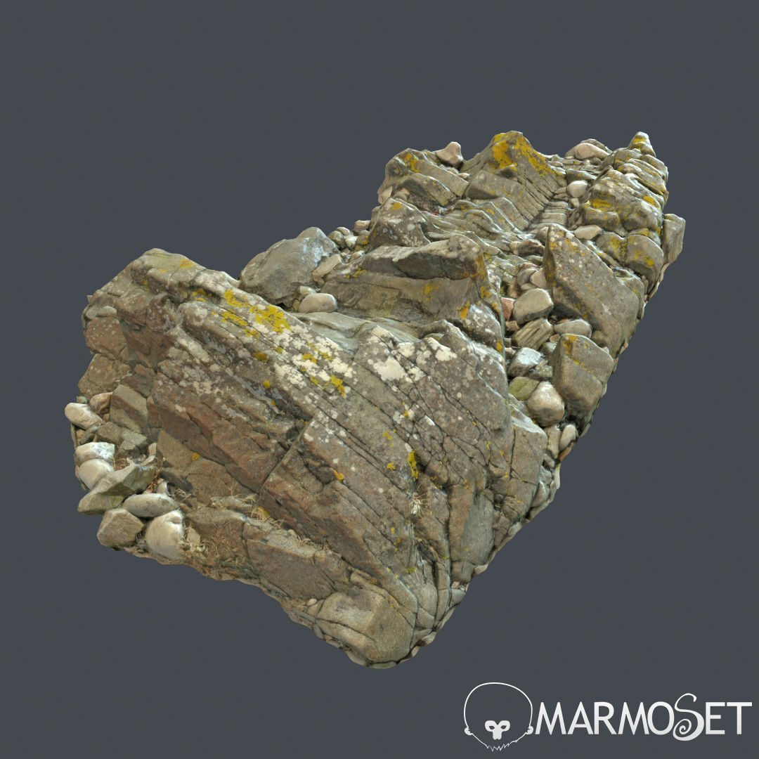 3d scanned rock cliff N 3D model_2