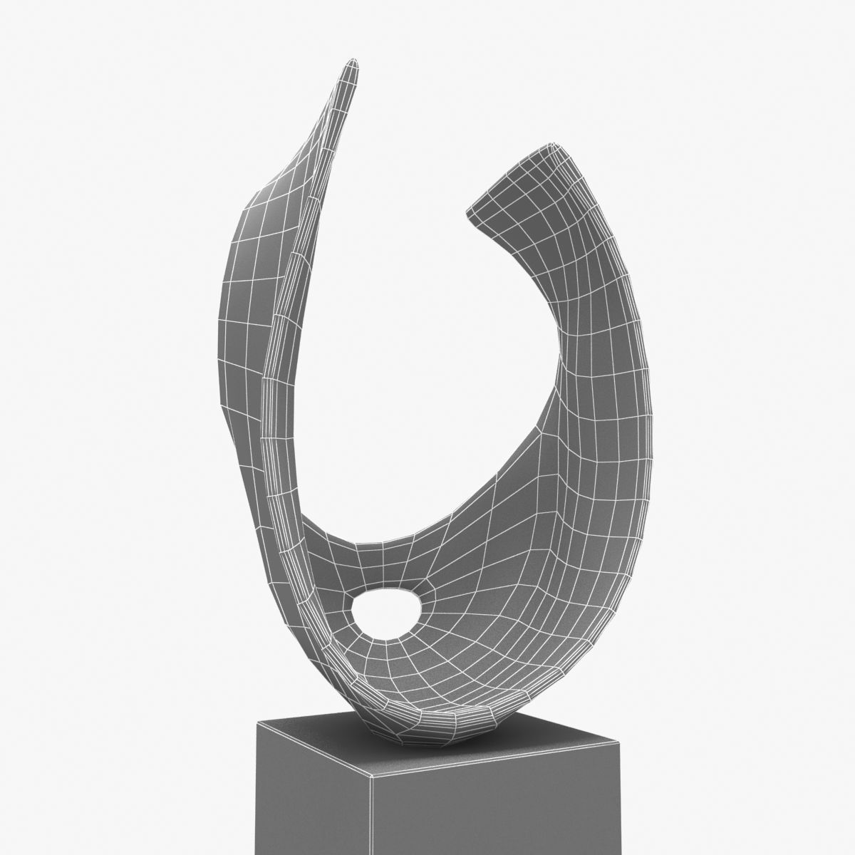 barbara hepworth - curved form bronze sculpture 3D model_2
