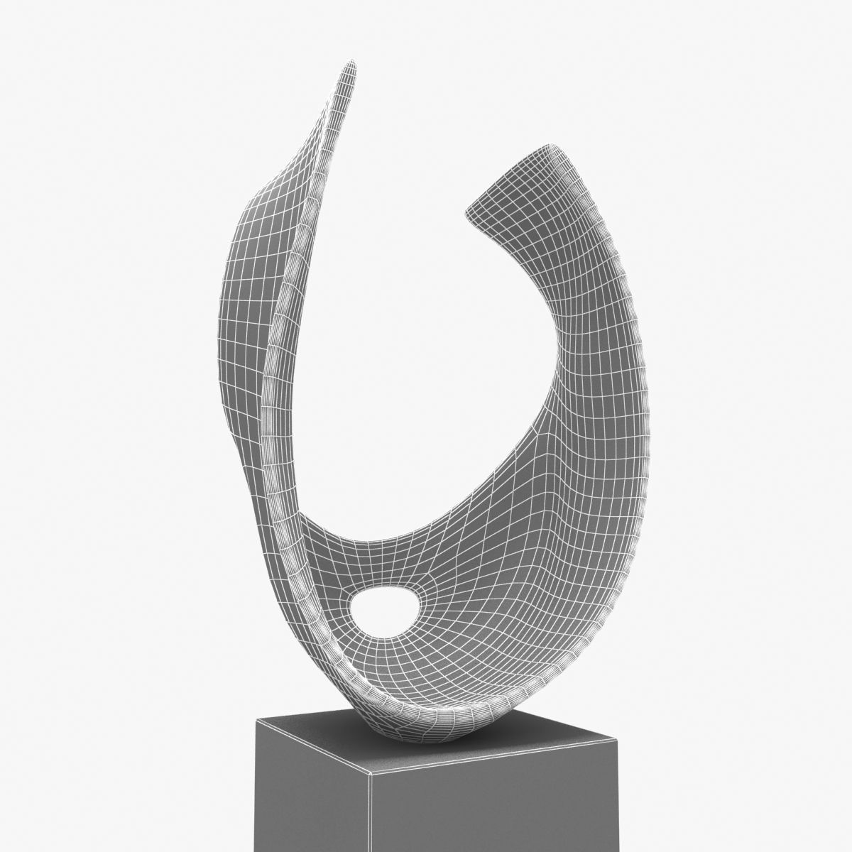 barbara hepworth - curved form bronze sculpture 3D model_1
