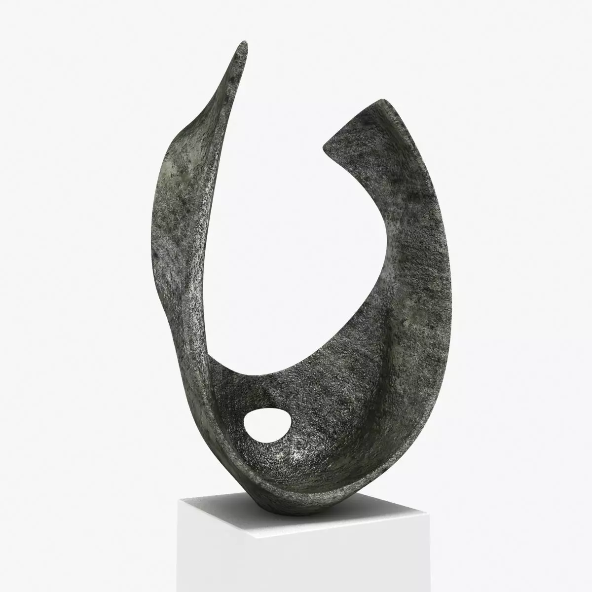 barbara hepworth - curved form bronze sculpture 3D model_0
