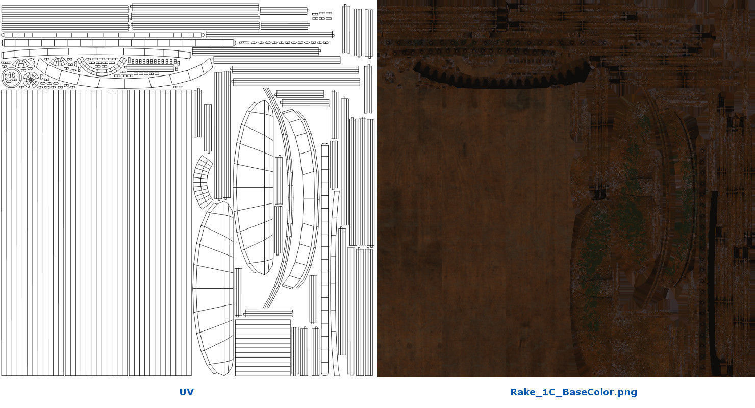 Rake 1C Low-poly 3D model_8
