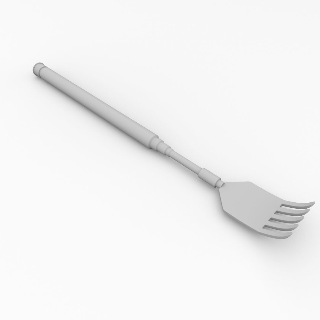 Backscratcher stainless steel utensil fork 3D model_3