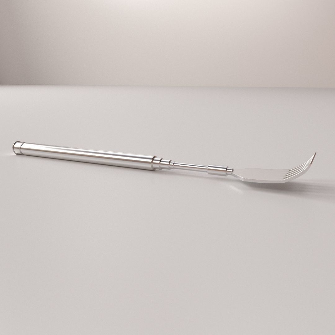 Backscratcher stainless steel utensil fork 3D model_2
