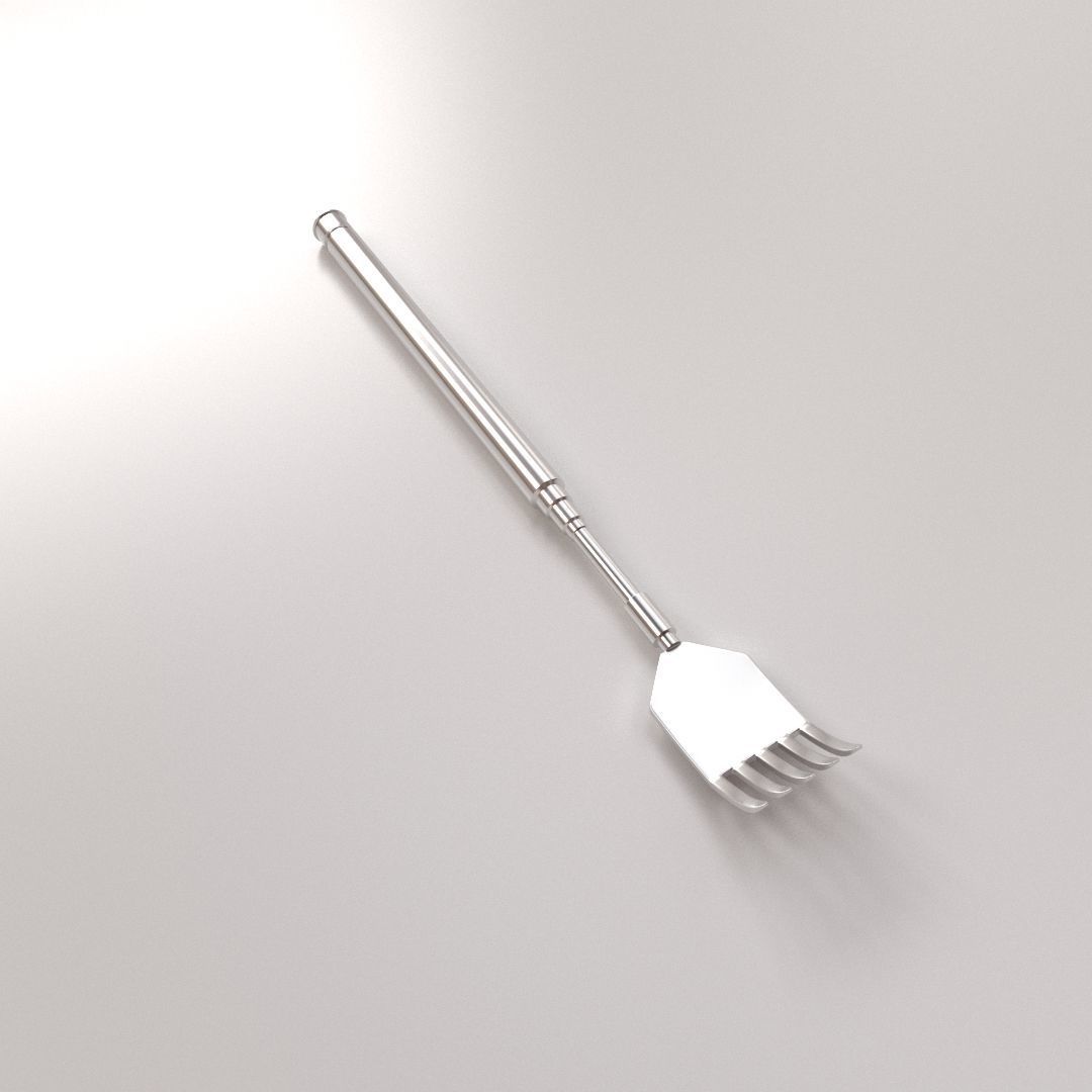 Backscratcher stainless steel utensil fork 3D model_1
