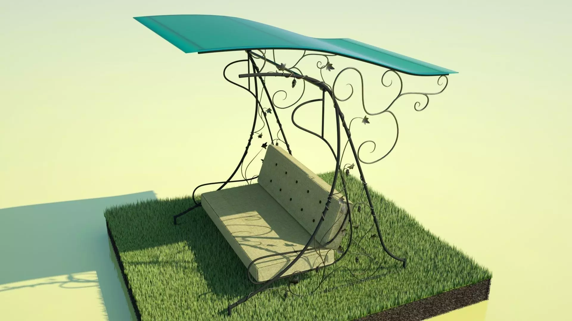 Garden Swing Wrought iron 3D model Low-poly 3D model