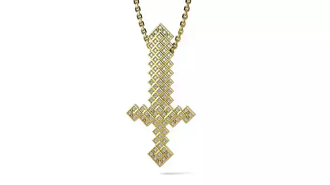 Diamond Gold Sword Pendant