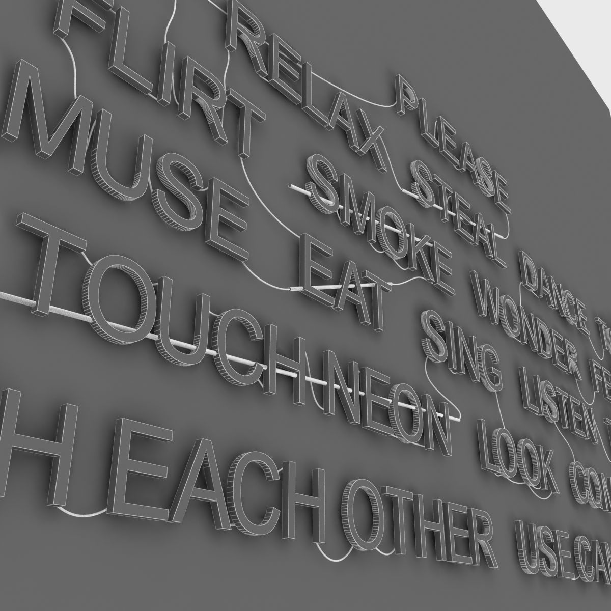 please text neon light sculpture by jeppe hein 3D model_8