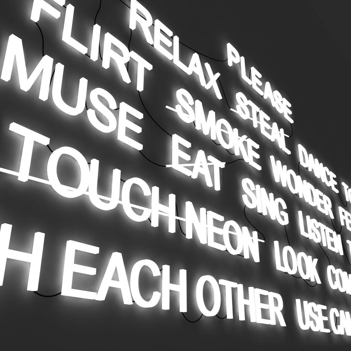 please text neon light sculpture by jeppe hein 3D model_2