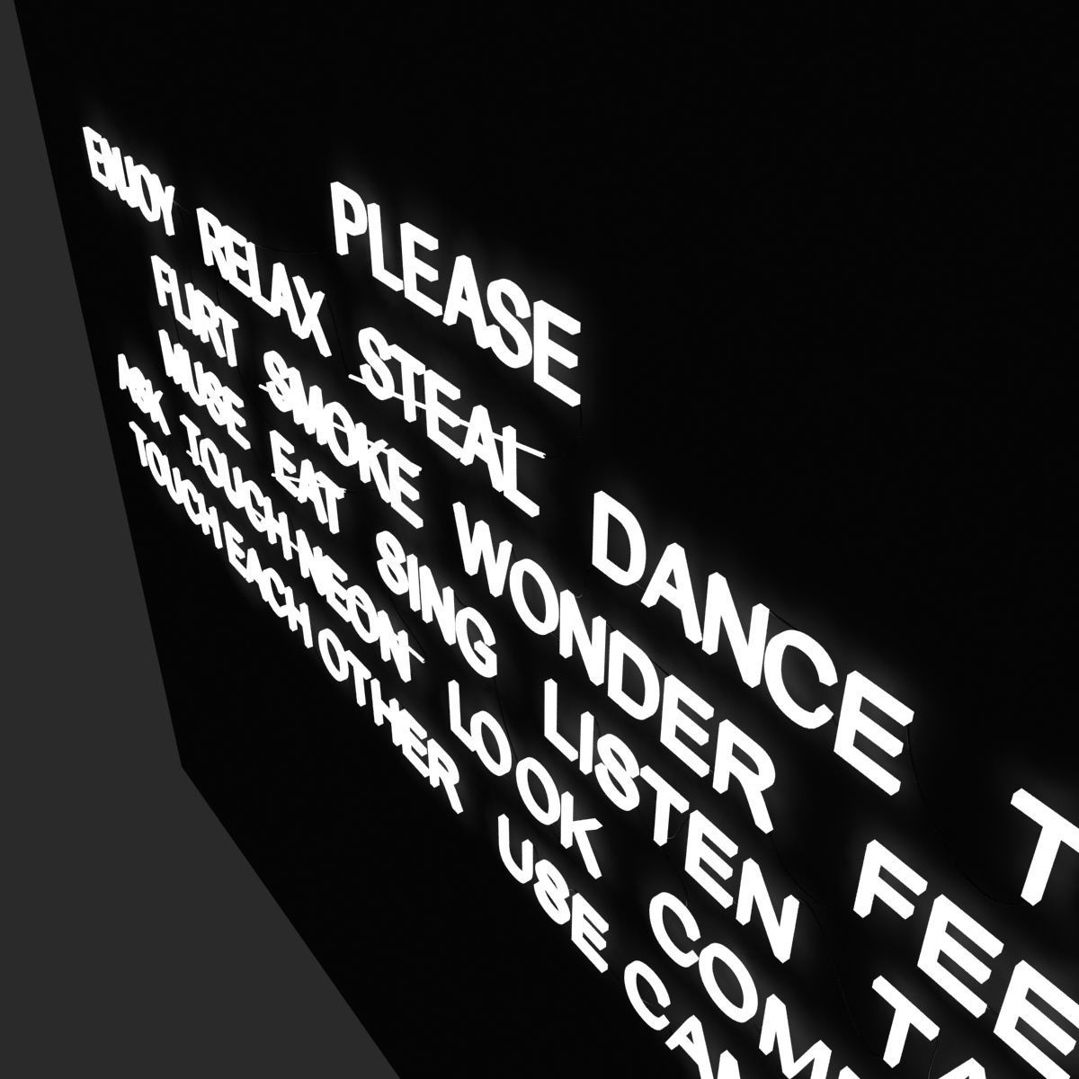 please text neon light sculpture by jeppe hein 3D model_3