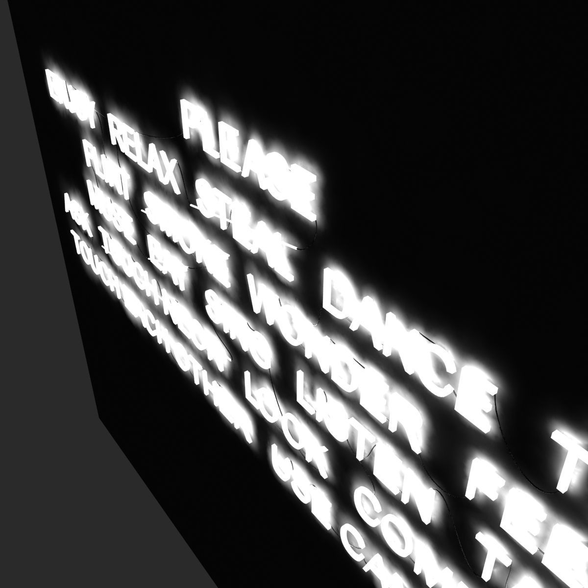 please text neon light sculpture by jeppe hein 3D model_5