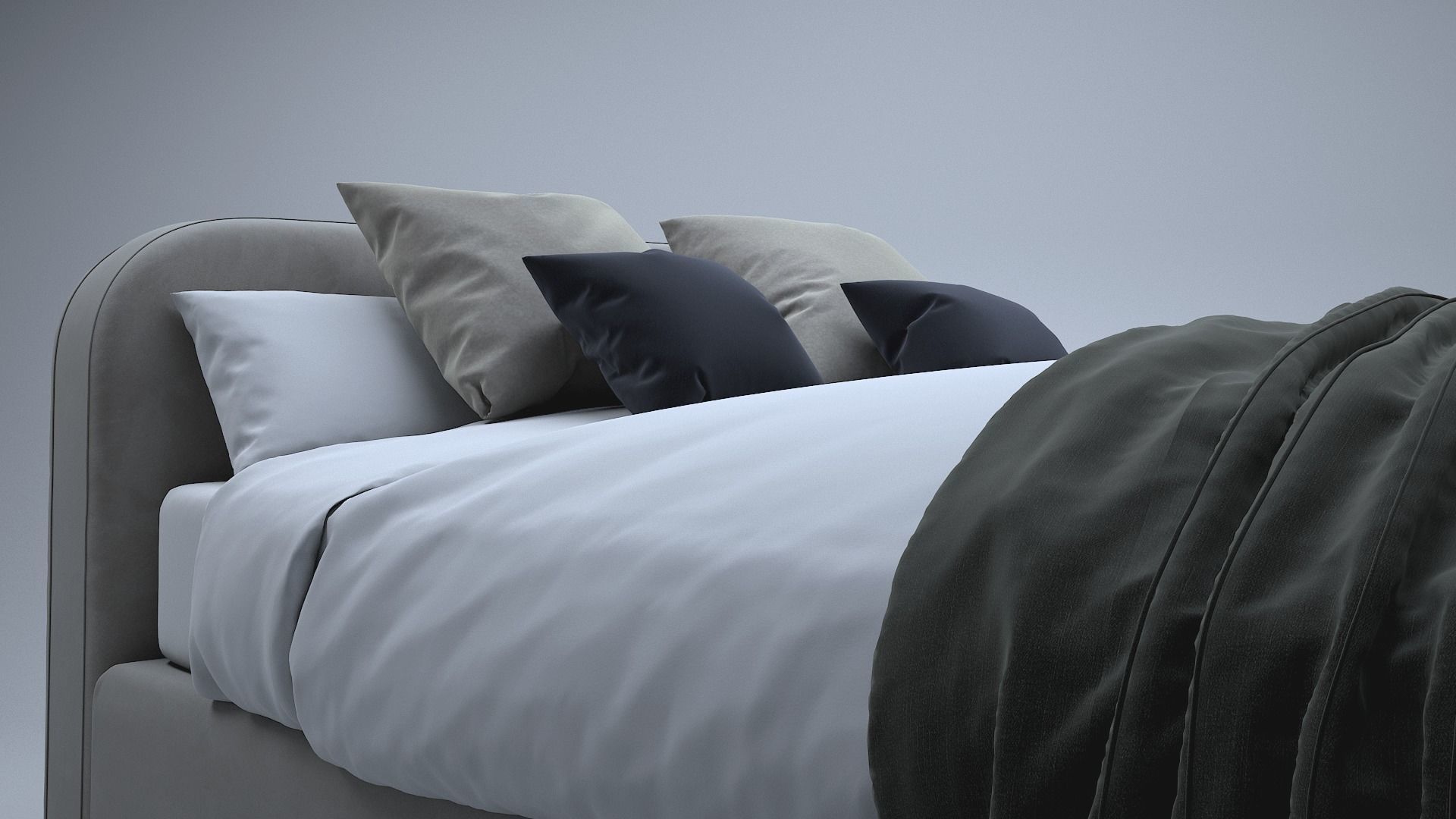 Modern Double Bed 3D model_4