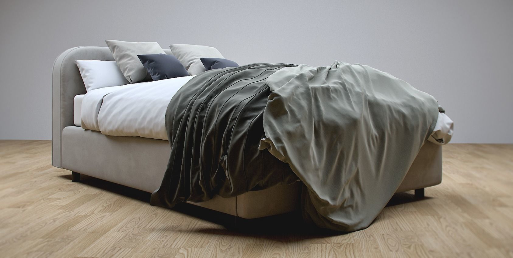 Modern Double Bed 3D model_1