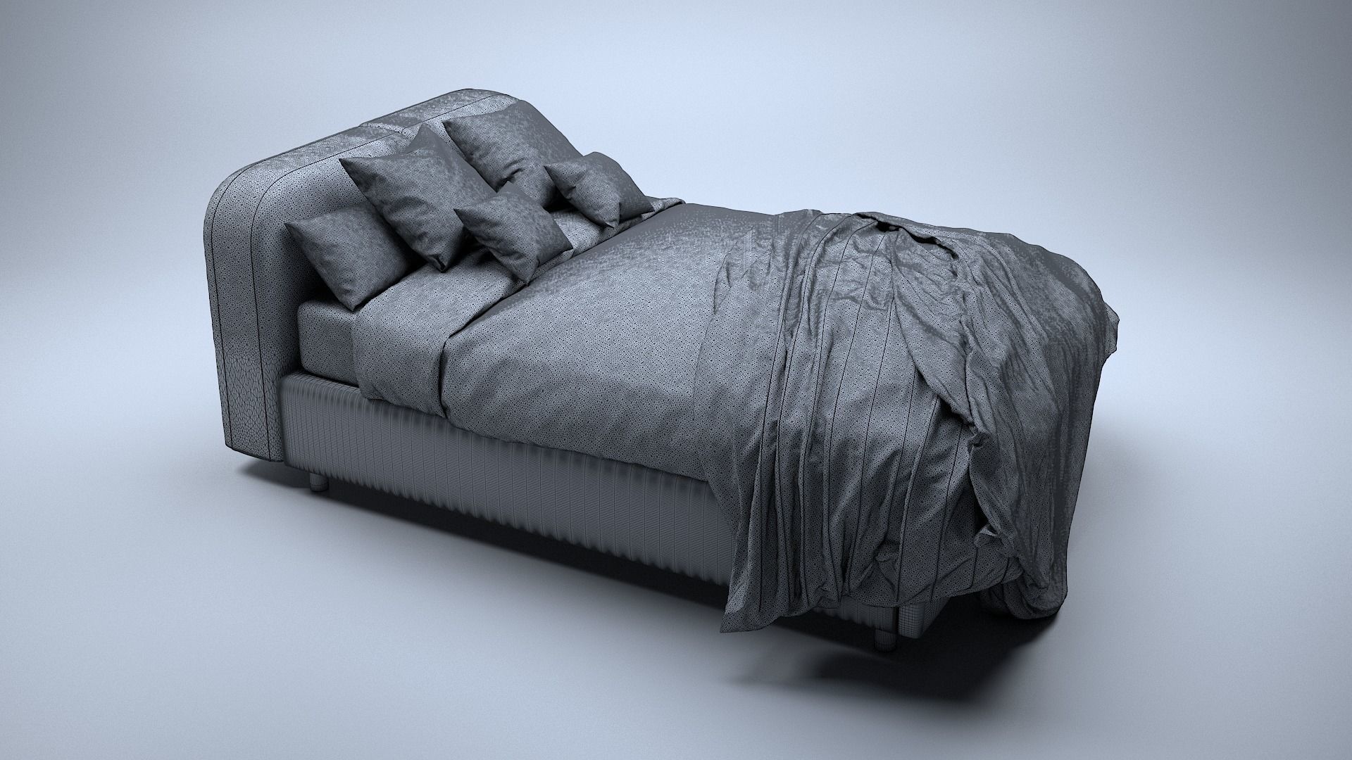 Modern Double Bed 3D model_6