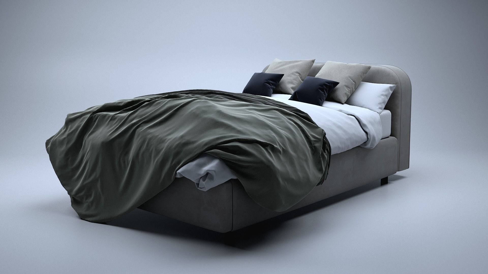 Modern Double Bed 3D model_3