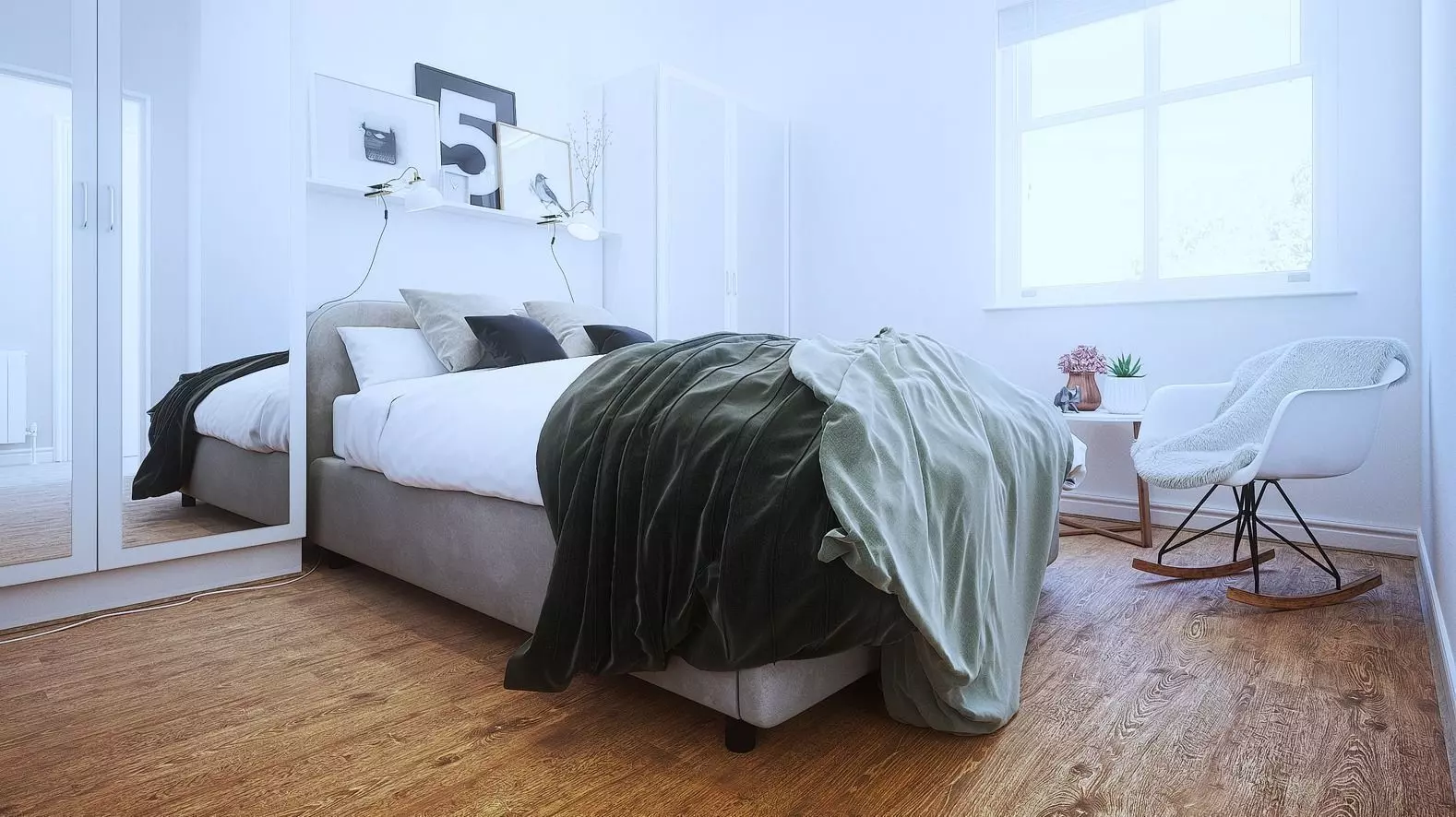 Modern Double Bed 3D model_0