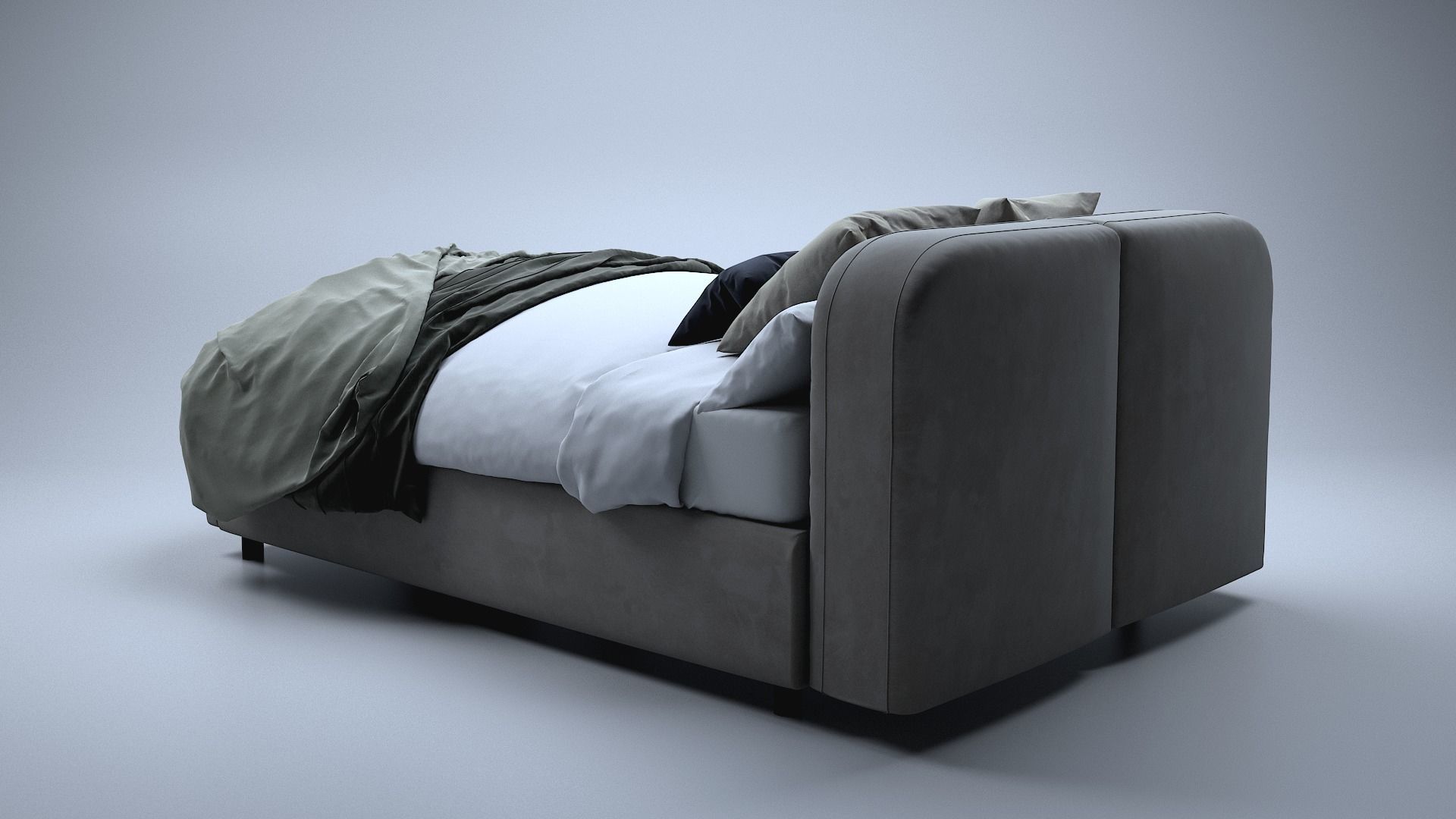 Modern Double Bed 3D model_2