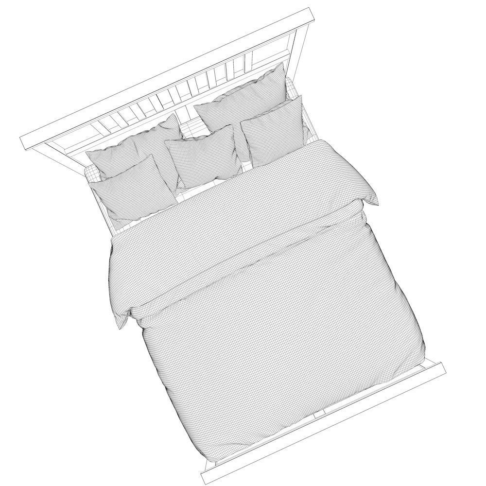 Bed model with headboard and footboard 3D model_8