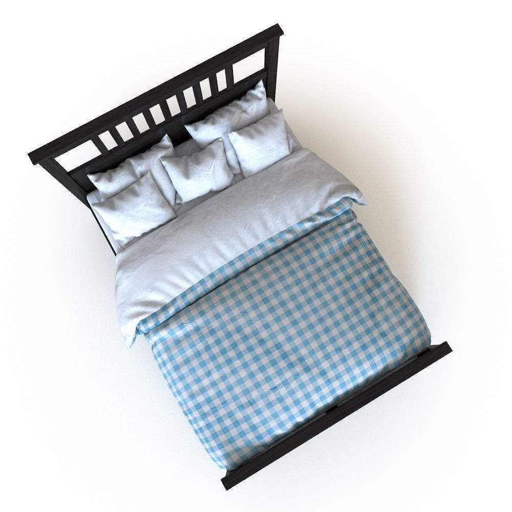 Bed model with headboard and footboard 3D model_5