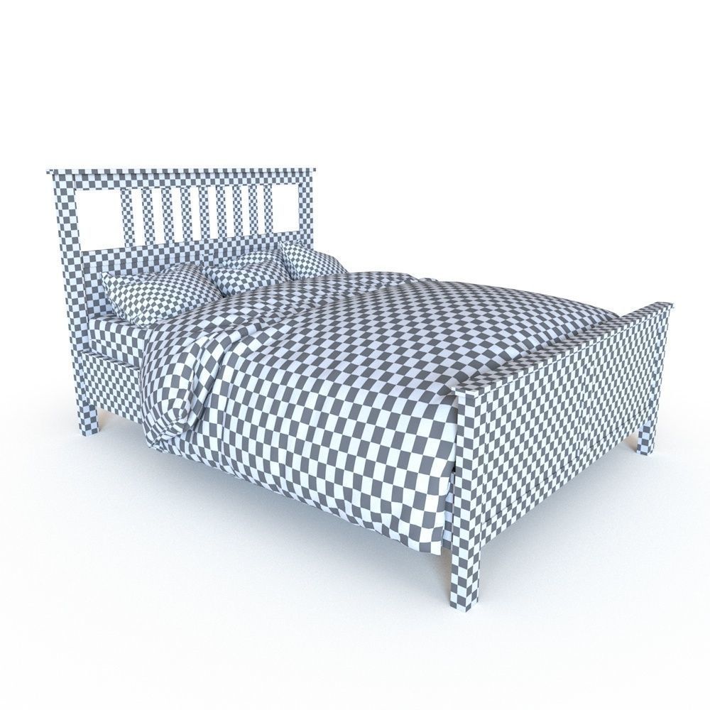 Bed model with headboard and footboard 3D model_9
