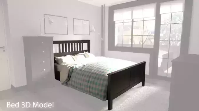 Bed model with headboard and footboard 3D model Bed model with headboard and footboard 3D model