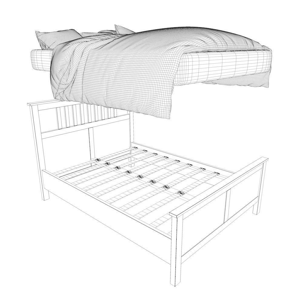 Bed model with headboard and footboard 3D model_7