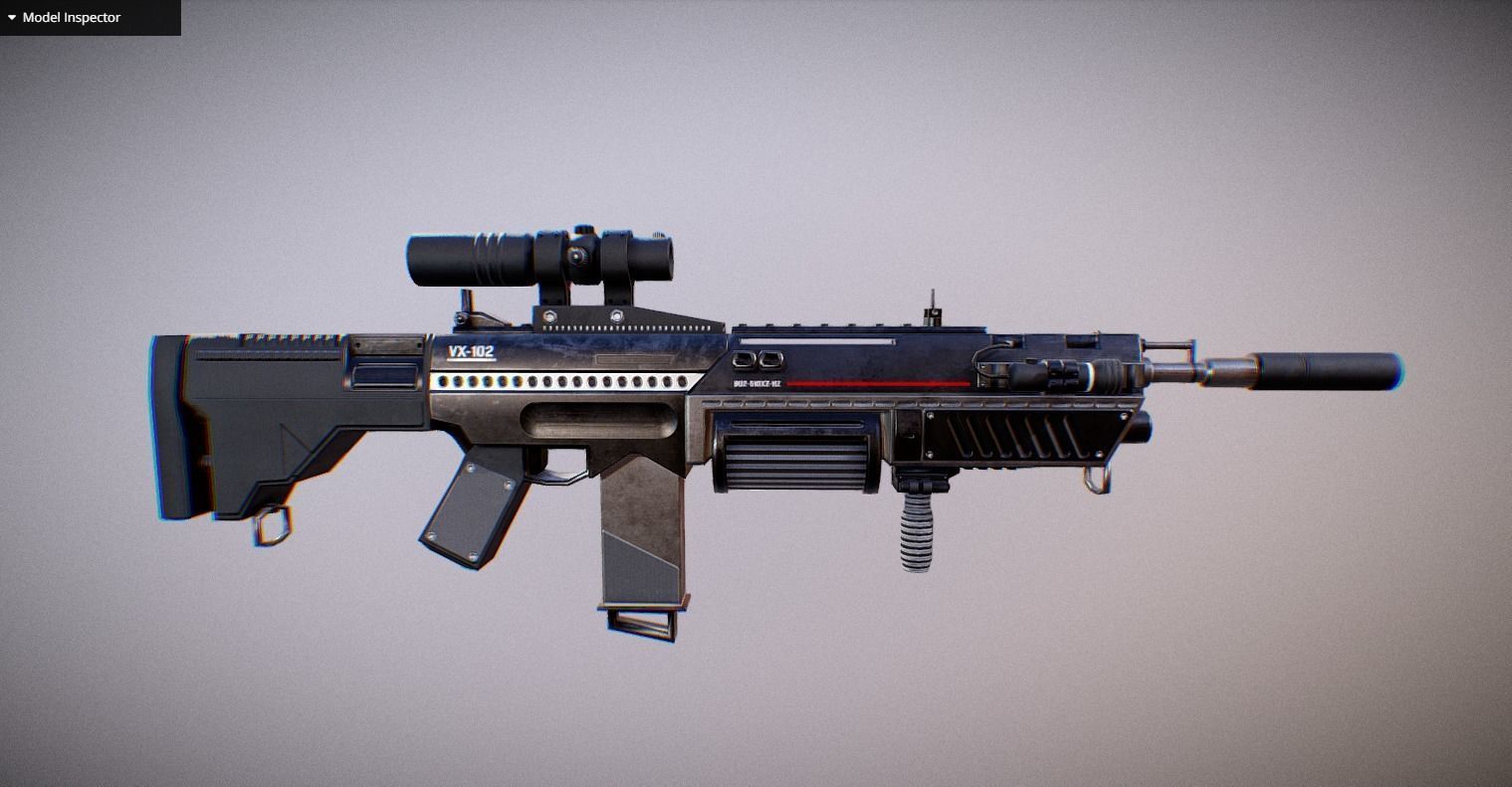 Futuristic Weapon Pack - Unity and Unreal Packages Low-poly 3D model_32