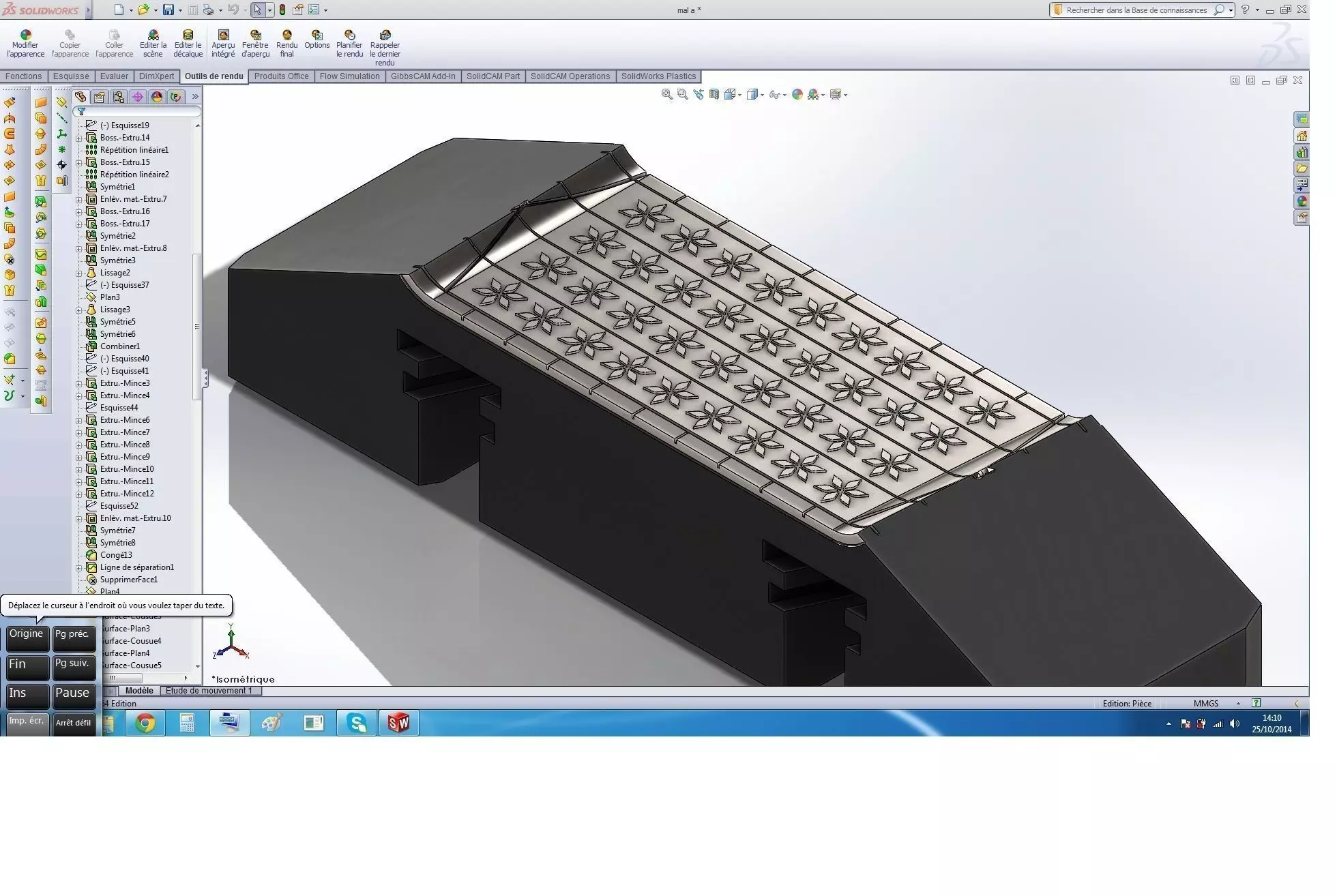 mold computer screen showing metal structure Free 3D model