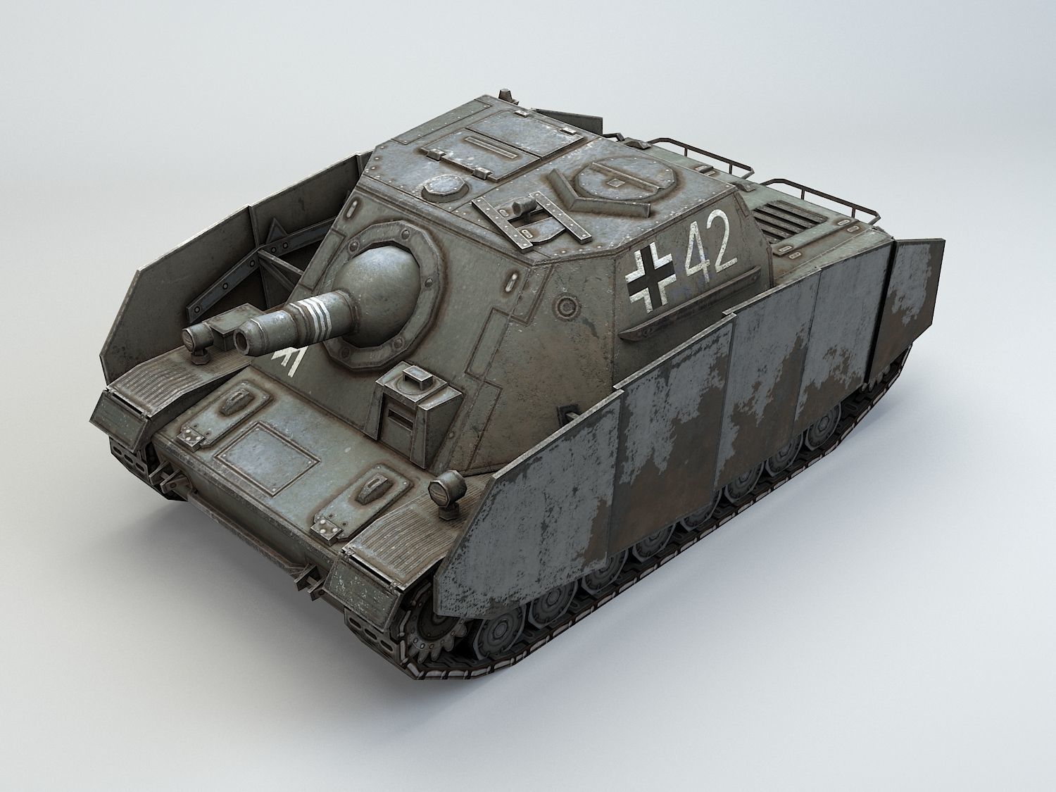Low poly SdKfz 166 Sturmpanzer Brummbar Early Low-poly 3D model_15