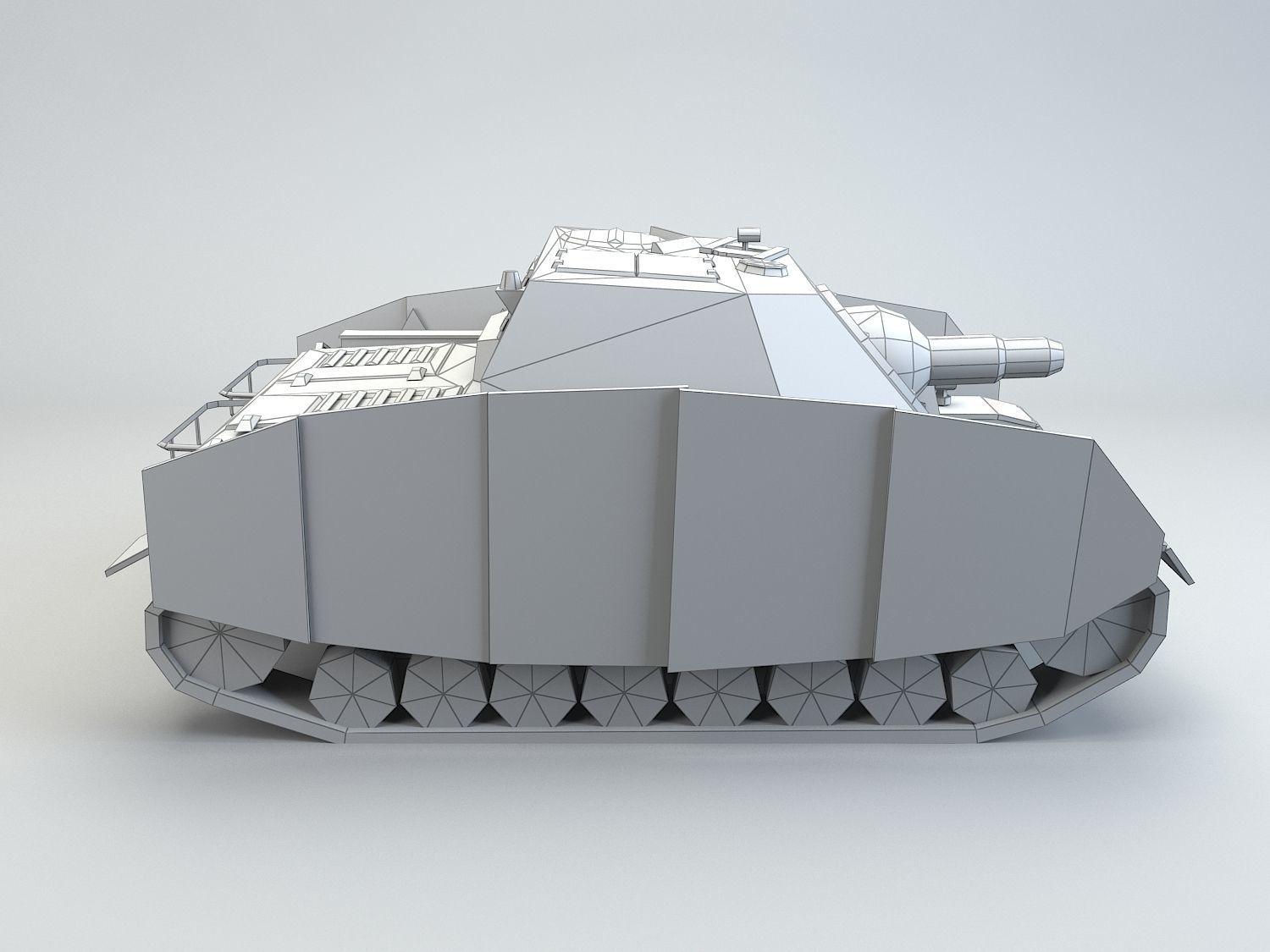 Low poly SdKfz 166 Sturmpanzer Brummbar Early Low-poly 3D model_2