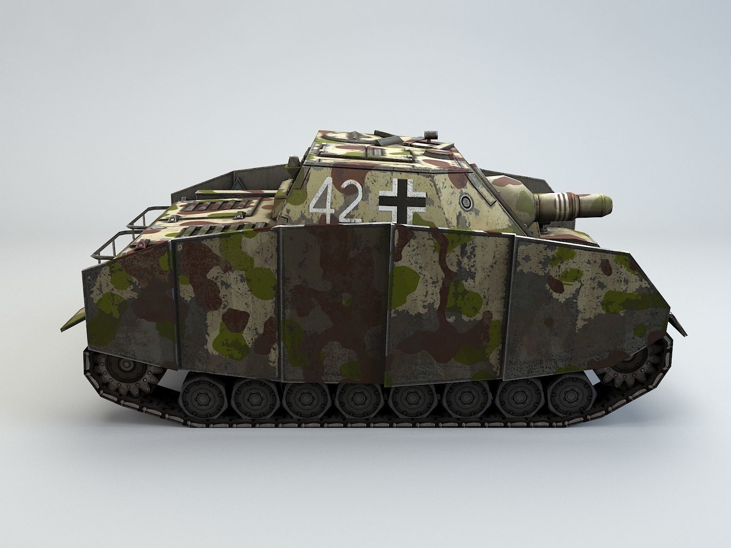 Low poly SdKfz 166 Sturmpanzer Brummbar Early Low-poly 3D model_1