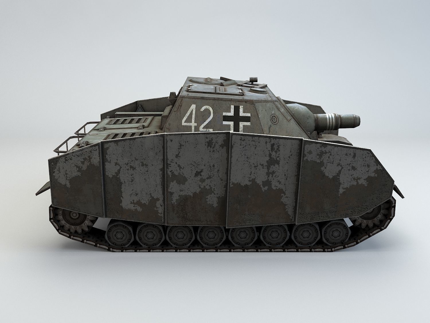 Low poly SdKfz 166 Sturmpanzer Brummbar Early Low-poly 3D model_8