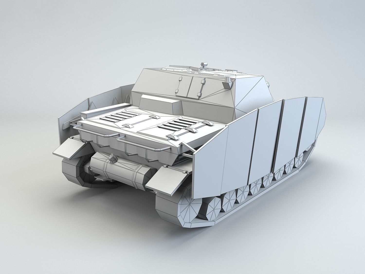 Low poly SdKfz 166 Sturmpanzer Brummbar Early Low-poly 3D model_11
