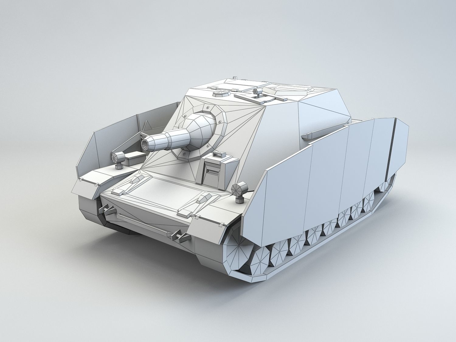 Low poly SdKfz 166 Sturmpanzer Brummbar Early Low-poly 3D model_14