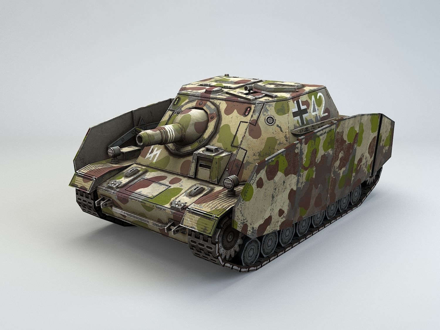 Low poly SdKfz 166 Sturmpanzer Brummbar Early Low-poly 3D model_13