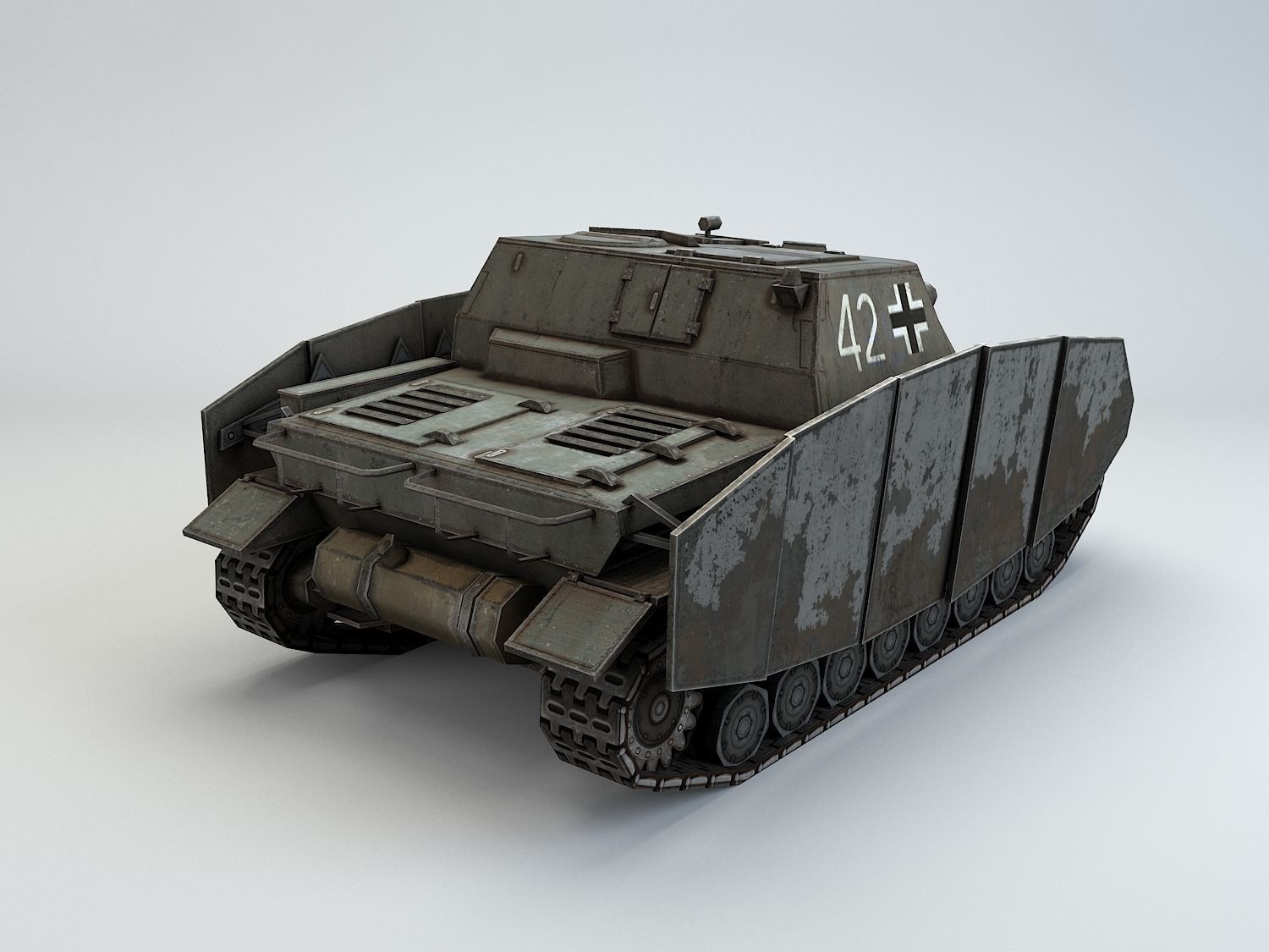 Low poly SdKfz 166 Sturmpanzer Brummbar Early Low-poly 3D model_9