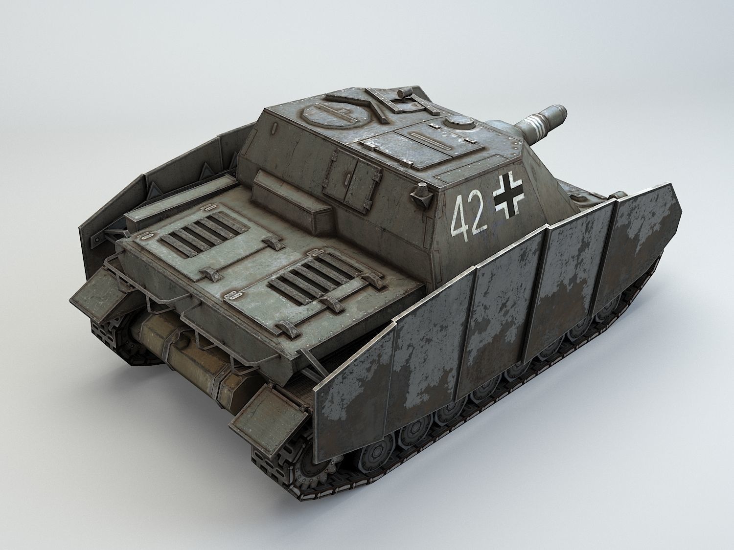 Low poly SdKfz 166 Sturmpanzer Brummbar Early Low-poly 3D model_17