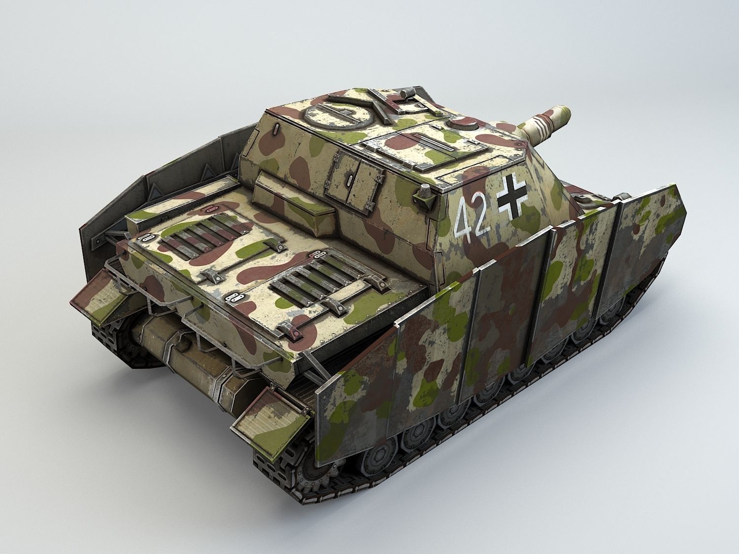Low poly SdKfz 166 Sturmpanzer Brummbar Early Low-poly 3D model_18