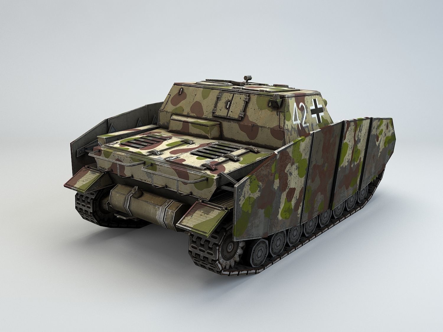 Low poly SdKfz 166 Sturmpanzer Brummbar Early Low-poly 3D model_10