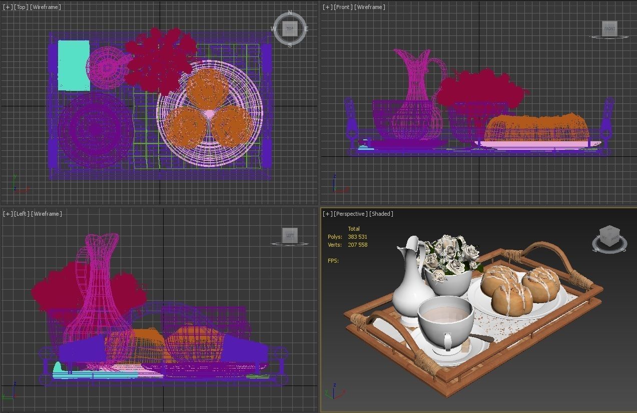 Breakfast on the tray w003 3D model_10