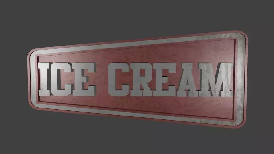 Low poly ice cream sign Low-poly 3D model_0