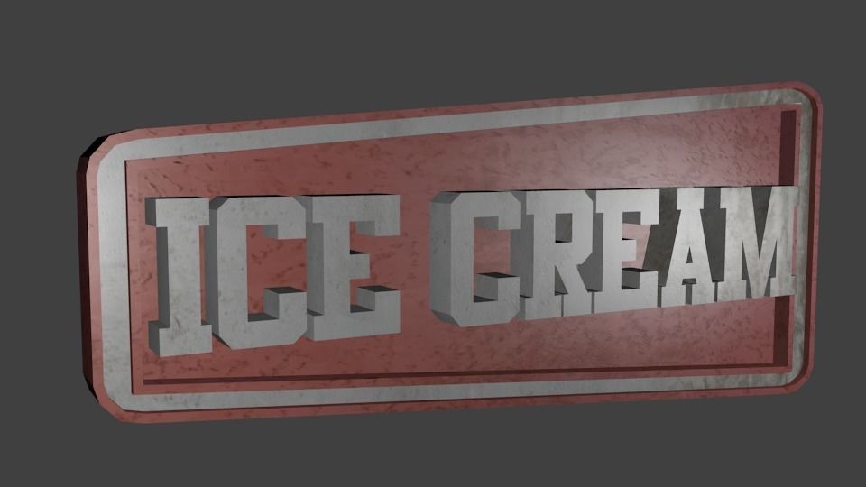 Low poly ice cream sign Low-poly 3D model_1