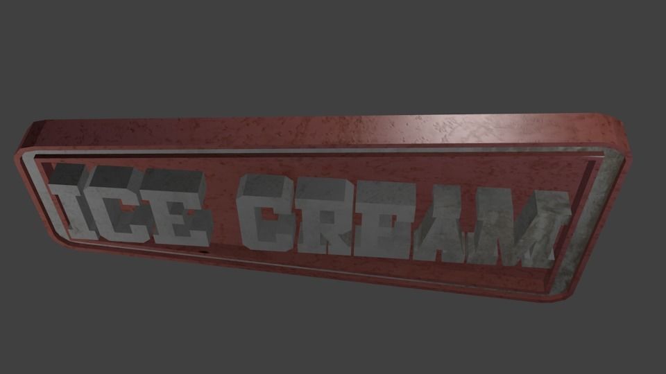 Low poly ice cream sign Low-poly 3D model_3
