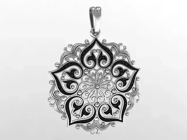 Pendant set ornate gold with diamonds