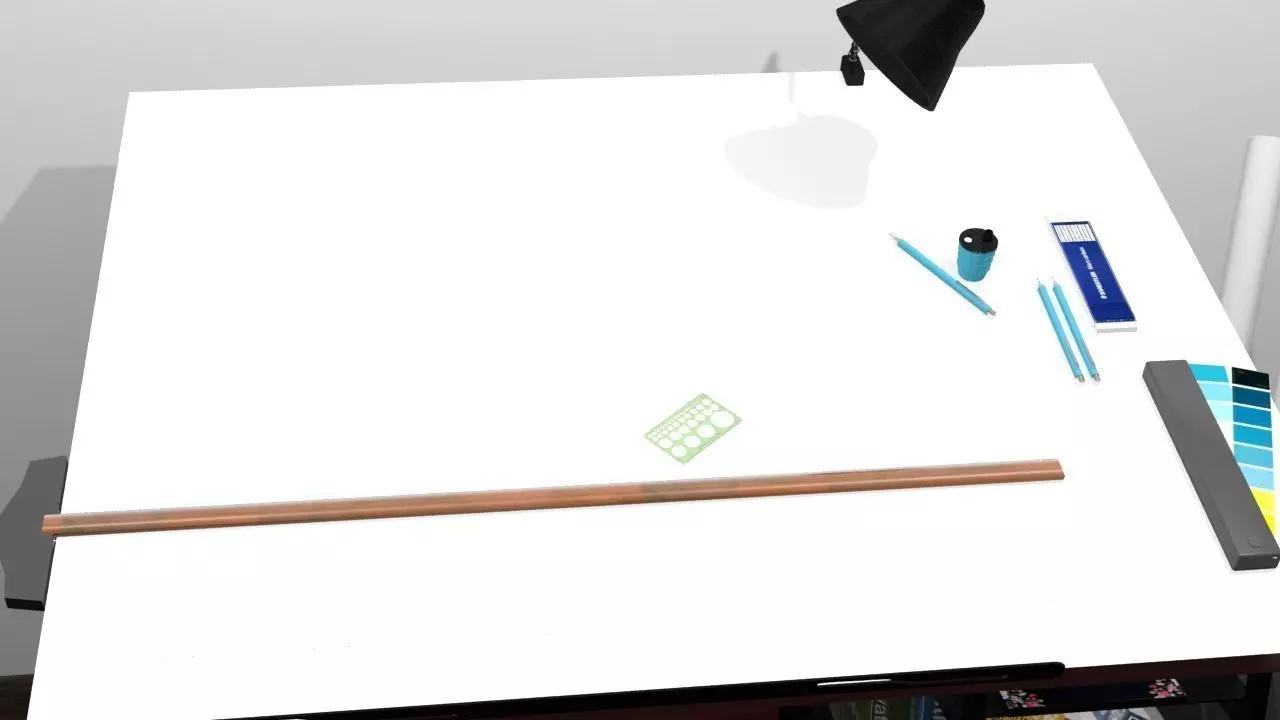 Drafting Table and Accesories Free 3D model
