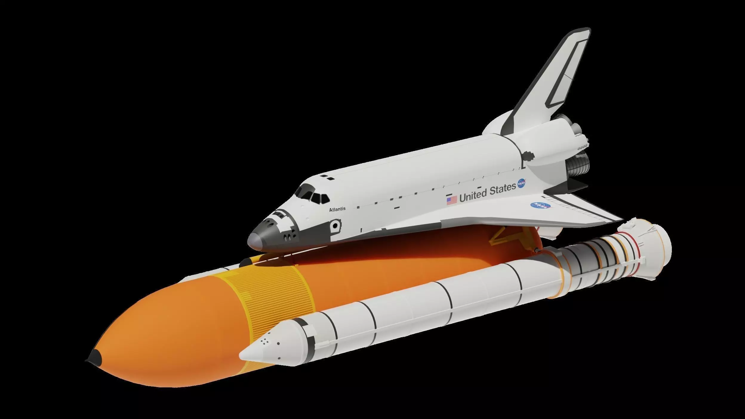 Space Shuttle Side Boosters And Fuel Tank Free 3D model_0