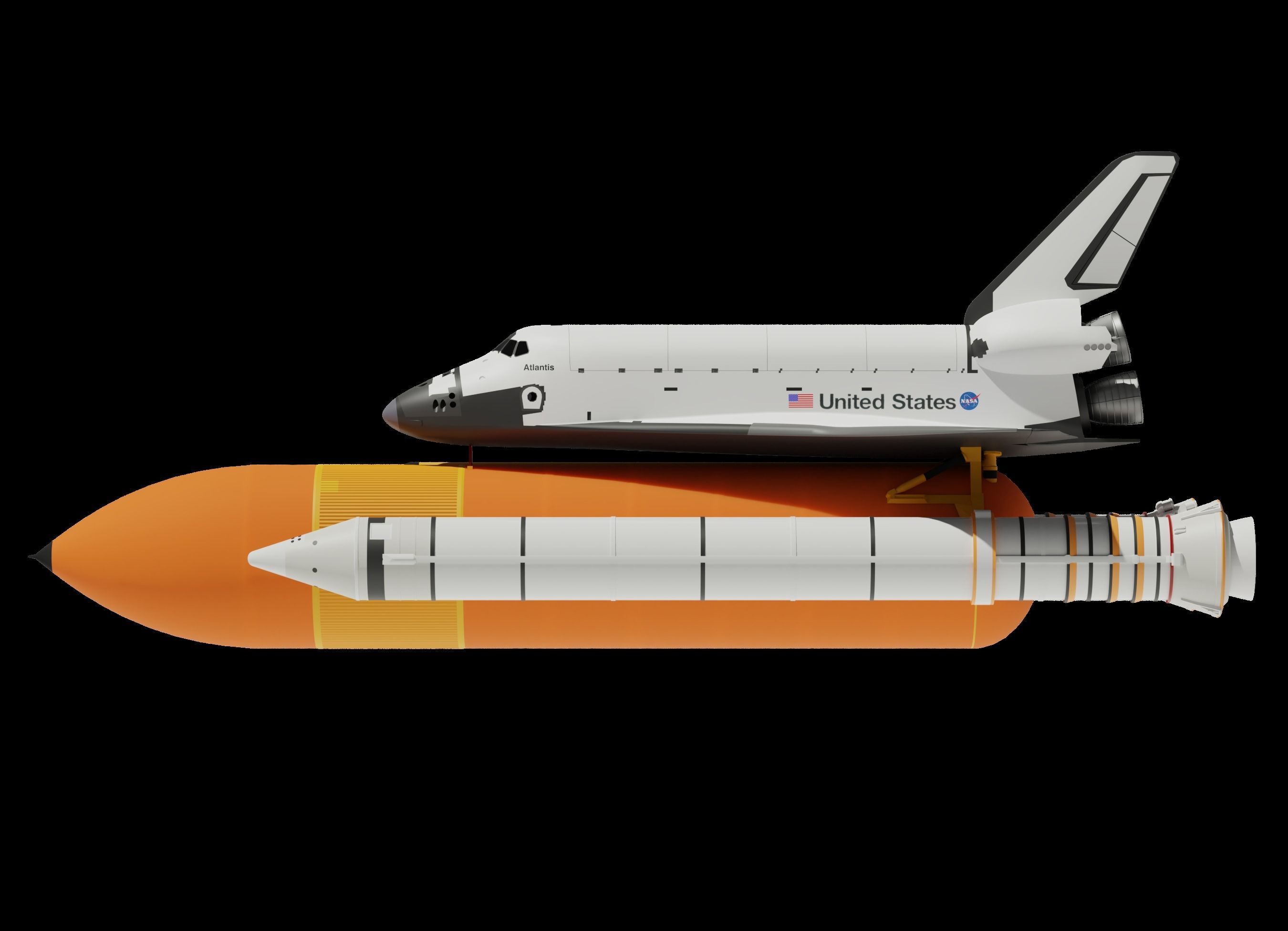 Space Shuttle Side Boosters And Fuel Tank Free 3D model_1
